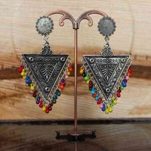 OXIDIZED TRIANGLE DANGLER MULTICOLORED - BOHO EARRINGS