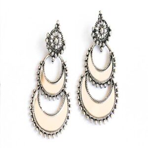 Double layered mirror chandbali earrings