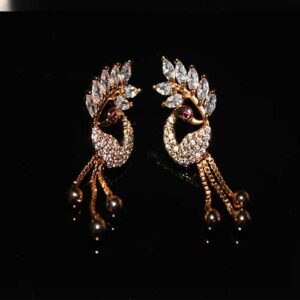 Beautiful Statement peacock drop cz earrings - HQ