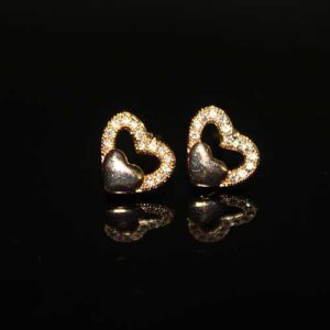 Total Fashion Tiny Double Heart Shaped CZ Earrings