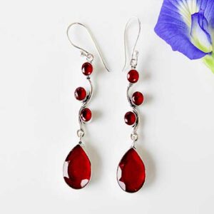 Original CZ Stone Embedded Drop Earrings - Red