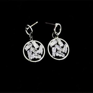 High Quality AD Stone Embedded With in Circle Sterling Silver Round Shaped Earrings