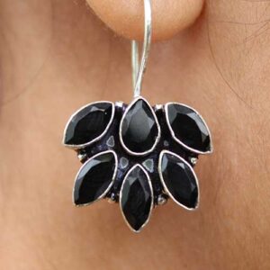 Original CZ Embedded Ultimate Black Floral Dangler Earrings for Girls