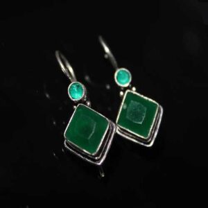 Original CZ Embedded Classic Daily Wear Earrings - Green