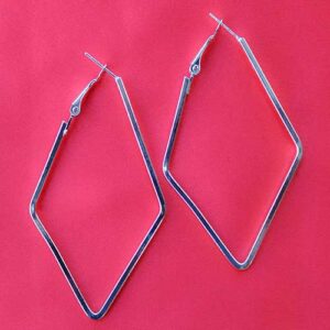 2.5 x 1.6" Metallic Rhombus Hoop Earrings