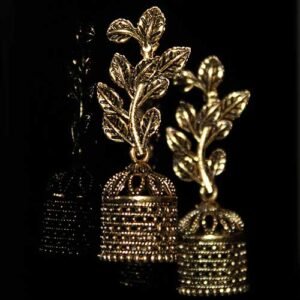 Delight Gold Oxidized Plant Jhumka Earrings