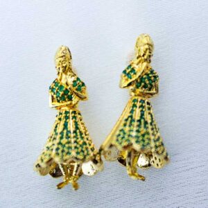 Green CZ Embedded Buttabomma Earrings