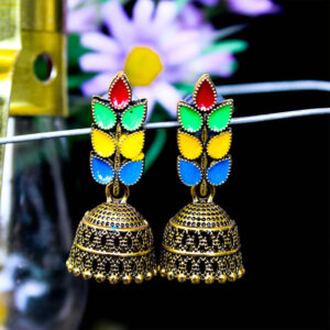 Beautiful Oxidized Multicolored Petal Jhumka Earrings