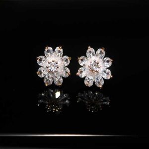 Stunning Floral AD Stone Stud Earrings