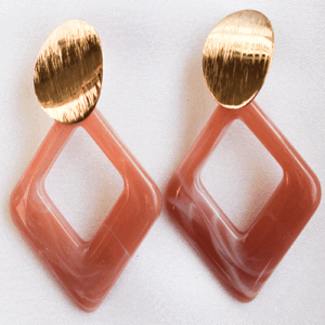 Ultra Stylish Gold Plated Square Dangler Earrings - Lite Chocolate