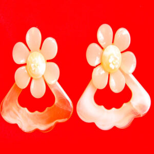 Beautiful Designer Floral Earrings - Cream