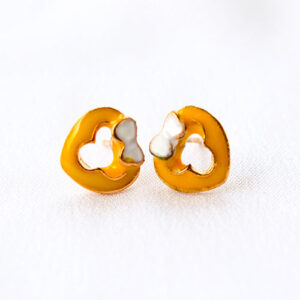 Tiny Bow Tie Heart Stud Earrings