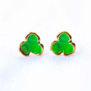 Tiny Green 3 Circle Union Stud Earrings