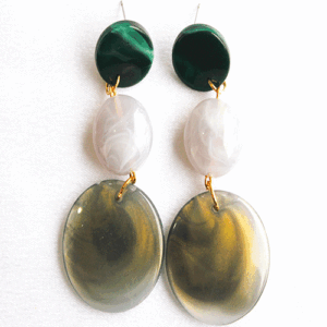 Total Fashion Green + Ash Triple Circle Drop Earrings