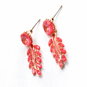 Charming Leaf Meenakari Earrings - Metallic Red