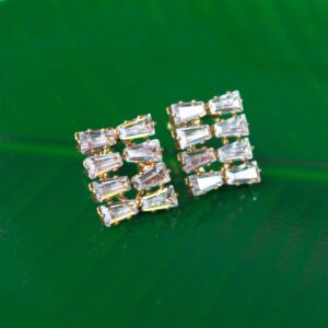 Stunning Rectangle AD Stone Stud Earrings