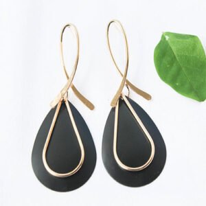Stylish Gold Plated Drop Shaped Earrings - 2.8" x 1.2"