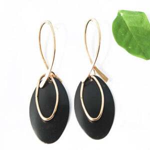 Stylish Gold Plated Ovel Earrings - 2.8" x 1.2"