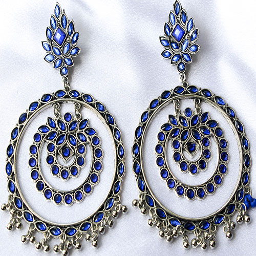 Big Blue and Silver Glitter Snowflake Holiday Statement Dangle Earrings ⋆  It's Just So You