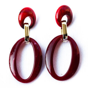 Trendy Circle + Ovel Dangler Earrings – Red