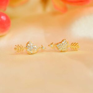 Mesmerizing Heart With Arrow CZ Stud Earrings