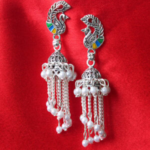 Beautiful Hanging Spiral Peacock Jhumka Earrings