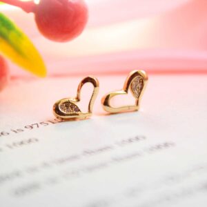 Stunning CZ Embedded Heart Stud Earrings