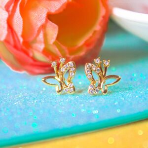 Beautiful Baby Butterfly CZ Stud Earrings