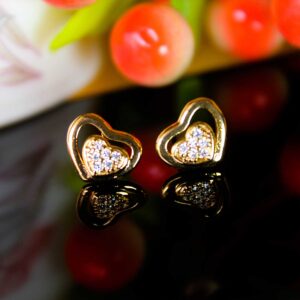 Cute Double Heart CZ Stud Earrings