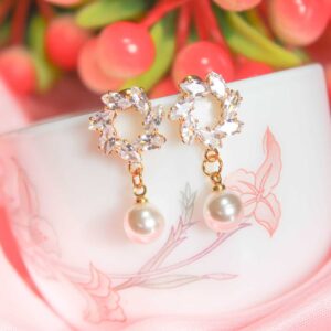 Beautiful Circle Ad Stone Earrings with Pearl