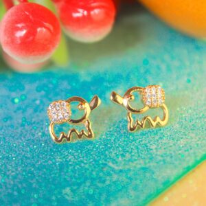 Cute CZ Elephant Stud Earrings