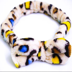 Soft Cute Knot Bow Makeup Headband with Tiger Design - Cream