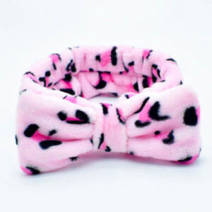 Soft Cute Knot Bow Makeup Headband with Tiger Design - Pink