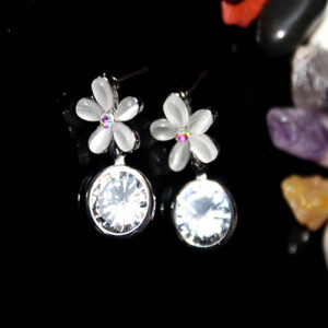 Amazing Sterling Silver Floral AD Stone Earrings