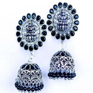 Amazing Lucky Lakshmi Jhumka Earrings - Black