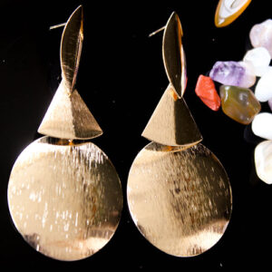 Trendy Designer Gold Plated Dangle Earrings - Triangle + Round