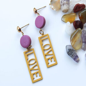 Trendy Love Earrings - Pink + Yellow