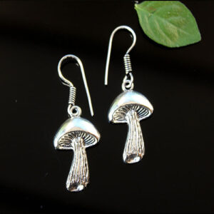 Silver Oxidized Mushroom Earrings