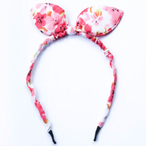 Floral Design Rabbit Ears Bow Headband – Peach