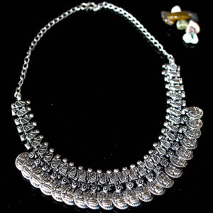 Silver Oxidised Lakshmi Choker Necklace