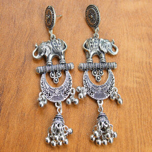 Beautiful Elephant Chandbali Earrings - Image 2