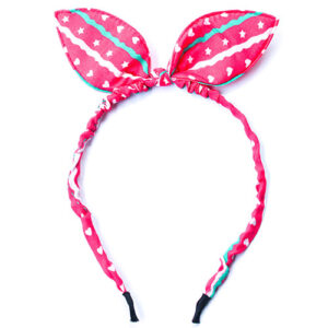 Heart and Star Design Rabbit Ears Bow Headband – Peach