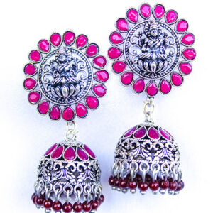 Amazing Lucky Lakshmi Jhumka Earrings - Pink