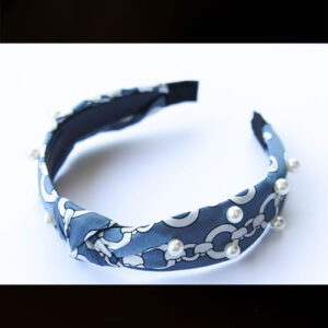 Latest Fabric Knot Hairband with Pearls – Ash Blue