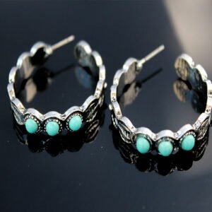 Latest Trendy Medium Size Hoop Earrings - Turquoise