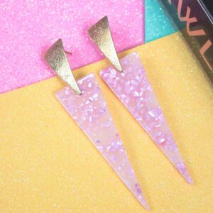 Pink Sparkles Triangle Earrings