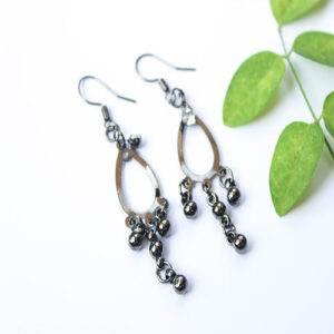 Drop Shaped Earrings With Metal Beads