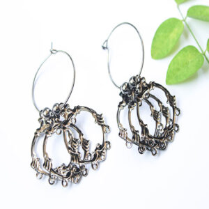 Black Metal Triple Dangler Earrings