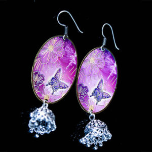 Amazing Gold Plated Ovel with Jhumka Earrings - Violet