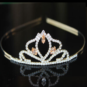 Charming Rose Gold  Princess Crown With Rose Gold AD Stone for Girls